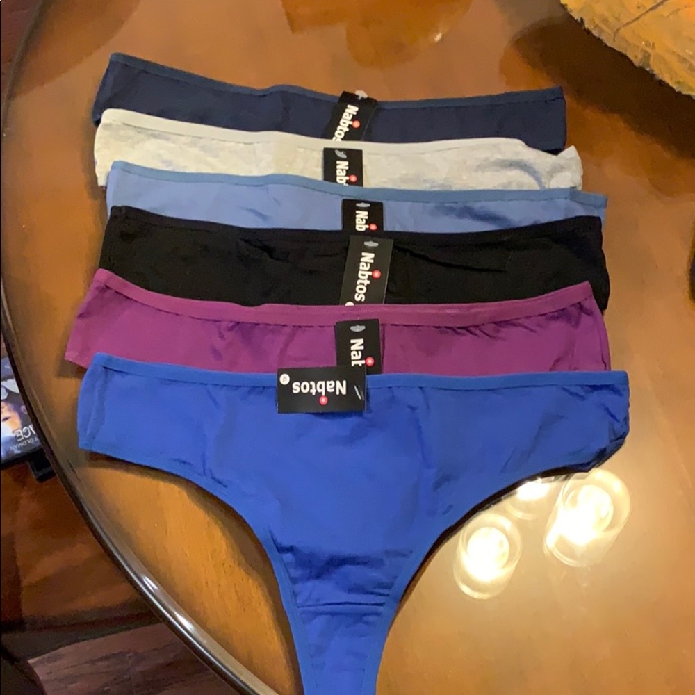 Set of 6 cotton thong panties